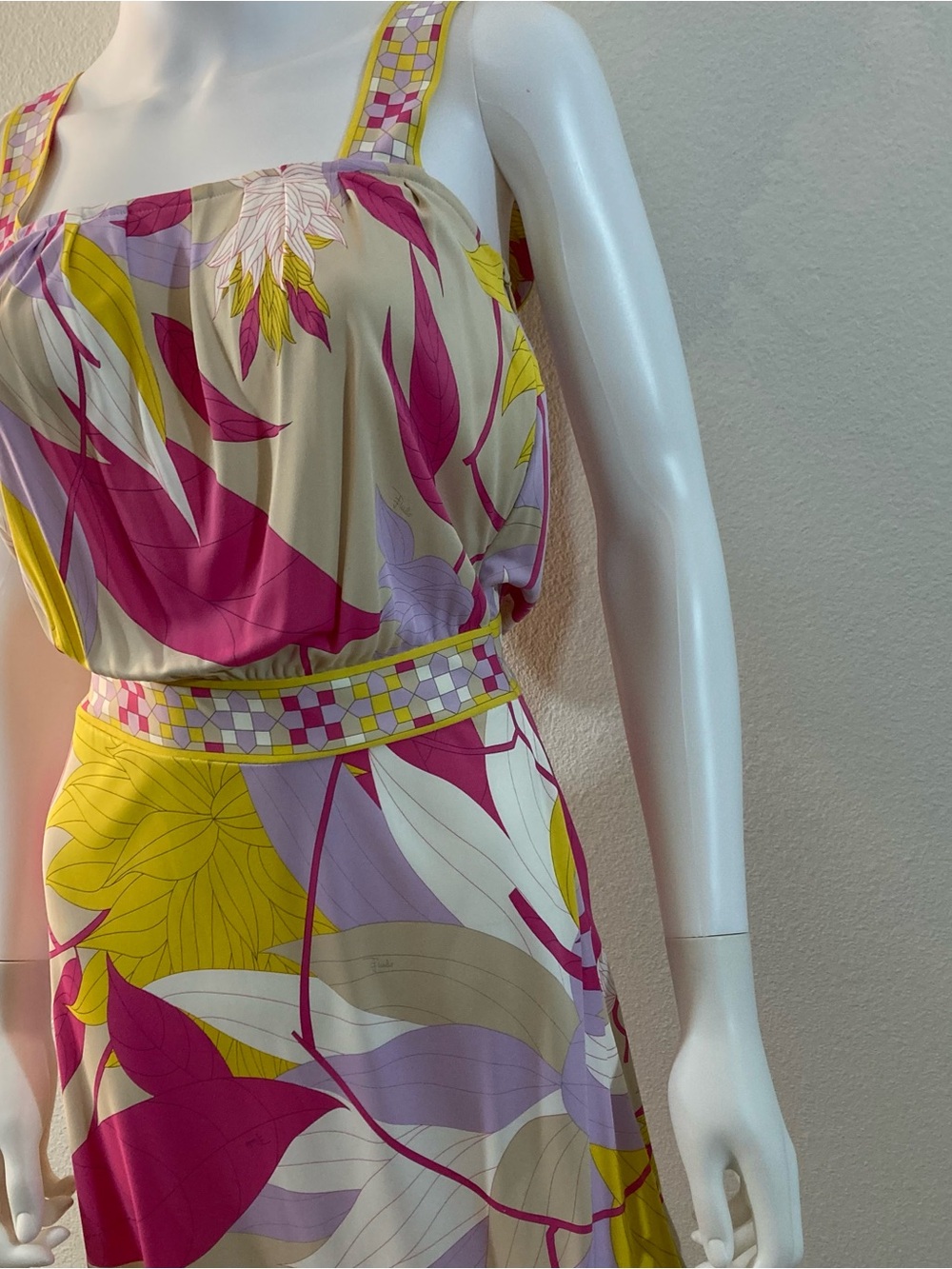 Pucci Pink Print Dress Summer Sleeveless Dress Size 6 Made In Italy - Picture 2 of 10